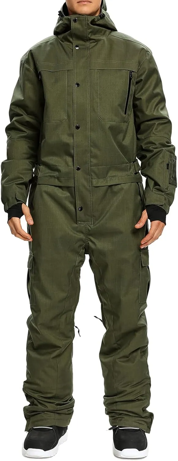 Mens One Piece Ski Suit Colorful Jumpsuits Snowboard Snowsuits Winter Outdoor Waterproof for Snow Sports