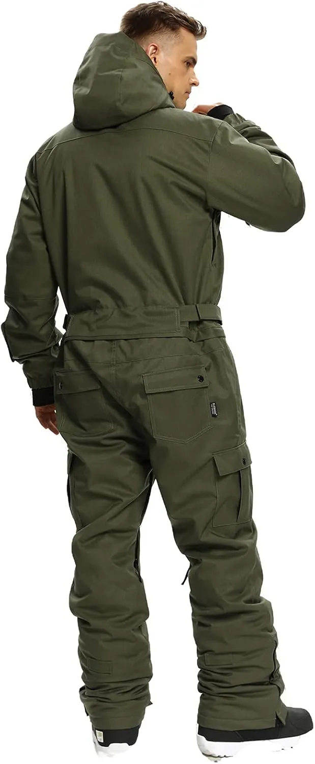 Mens One Piece Ski Suit Colorful Jumpsuits Snowboard Snowsuits Winter Outdoor Waterproof for Snow Sports