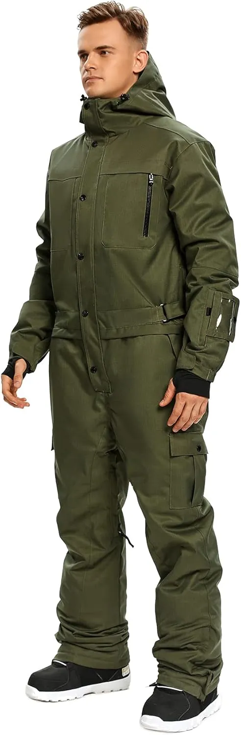 Mens One Piece Ski Suit Colorful Jumpsuits Snowboard Snowsuits Winter Outdoor Waterproof for Snow Sports