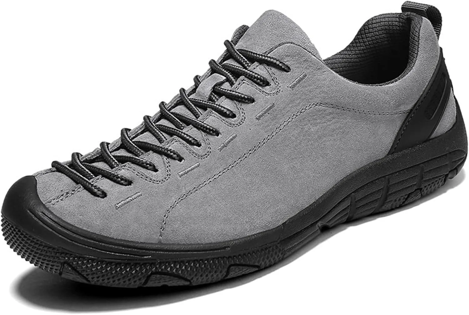 Men's Outdoor Suede Leather Lace Up Trekking Tactical Sneakers Casual Comfortable Anti-Collision wear-Resistant Low Top Hiking Sneakers Walking Work Shoes with Arch Support