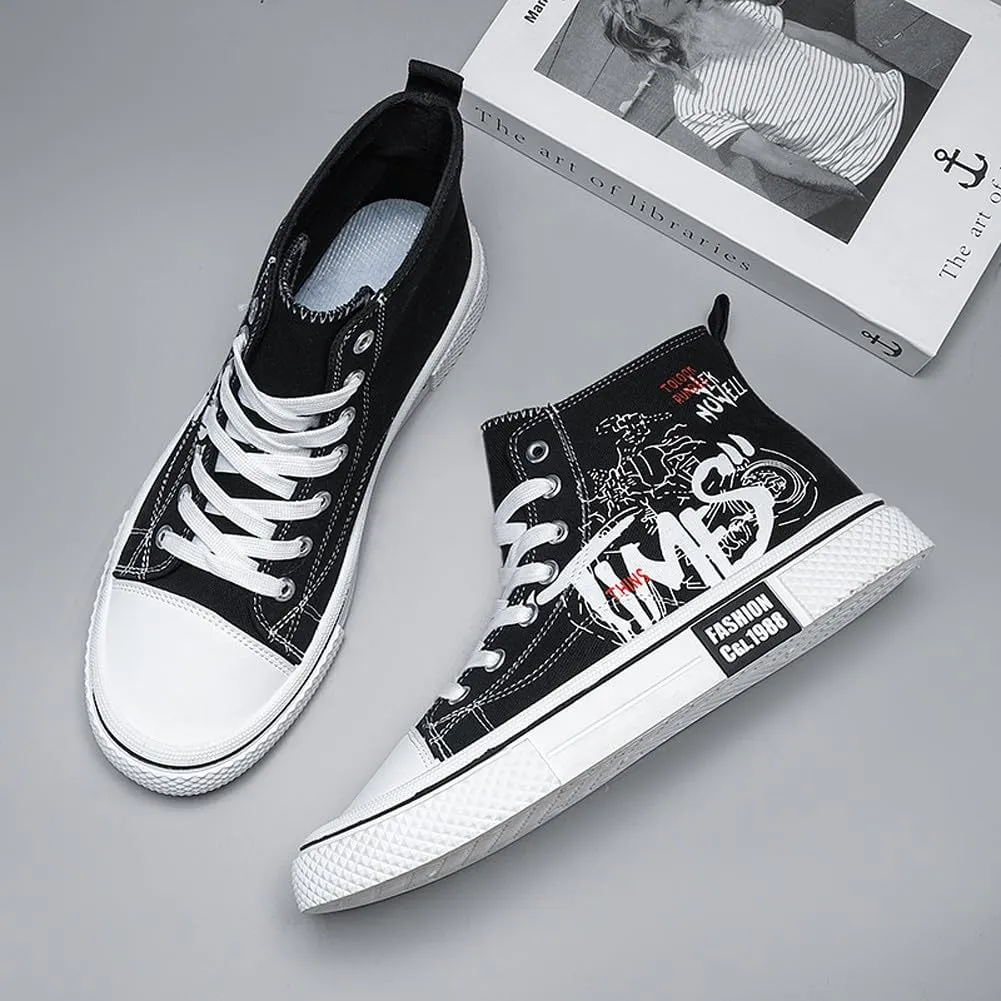 Men's Skate Lightweight Low Top Canvas Sneakers Breathable Flat Walking Shoes