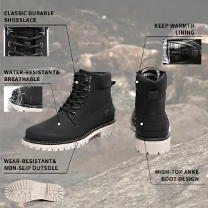 Mens Snow Boots Fur Lined Hiking Boots Waterproof Anti-Slip Outdoor Climbing Shoes