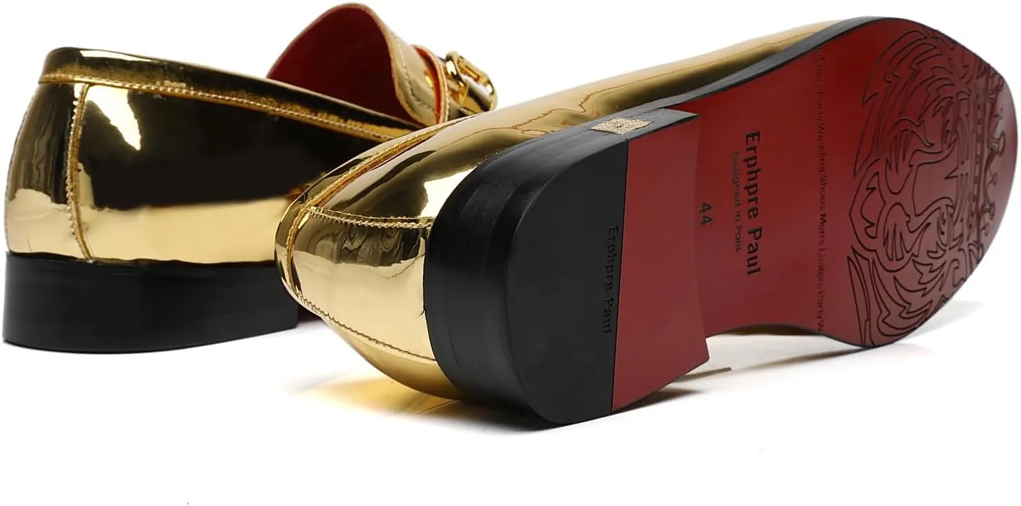 Men's Tuxedo Patent Leather Loafers Fashion Buckle Comfortable Dress Shoes