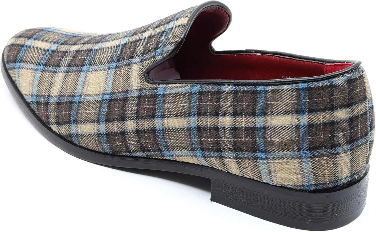 Men's Vintage Plaid Fashion Smoking Slipper Dress Tuxedo Loafers Slip On Shoes SM-50