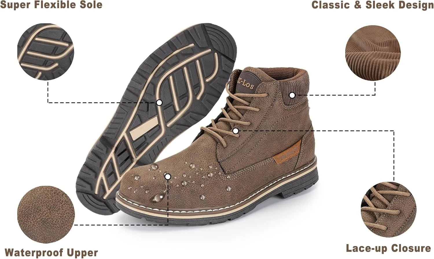 Men's Waterproof Mid-Top Chukka Boots for Work Everyday Wear Casual Outdoor