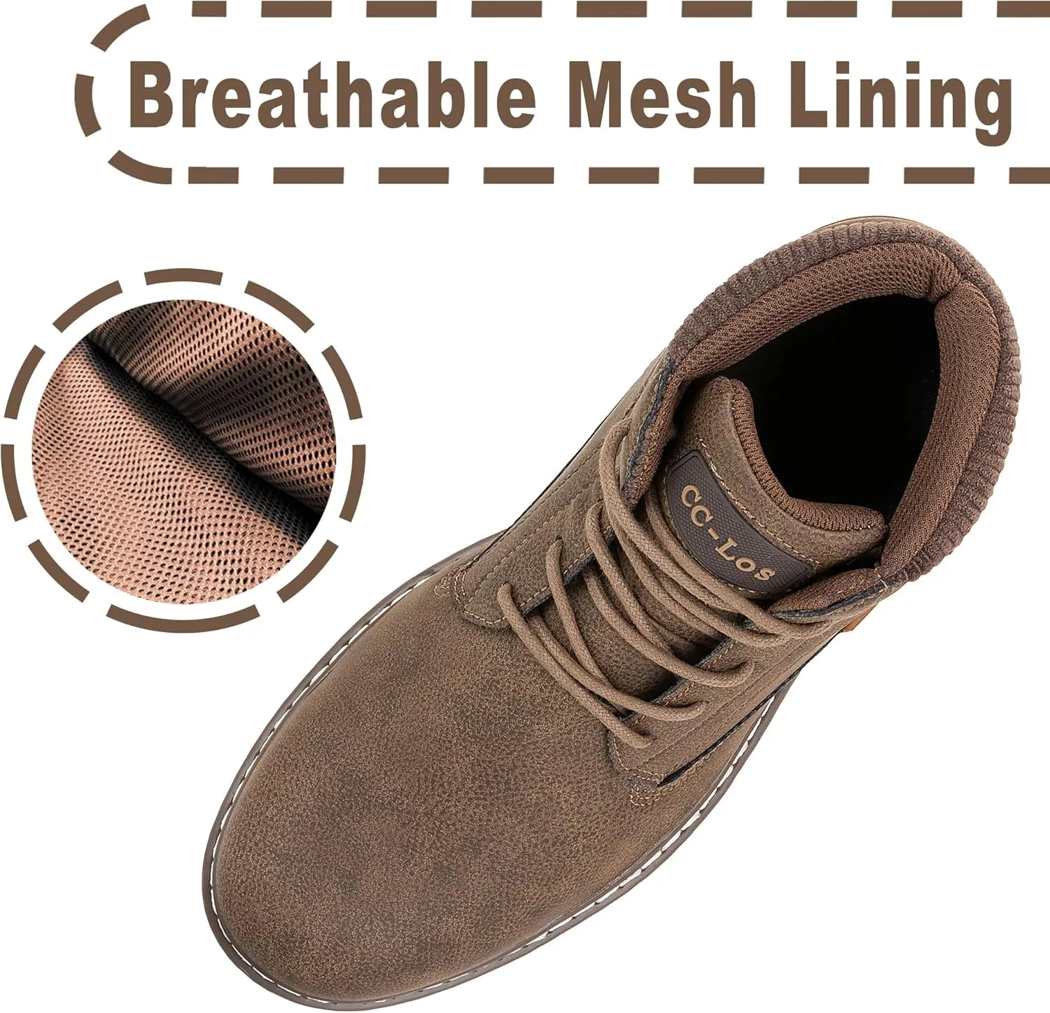 Men's Waterproof Mid-Top Chukka Boots for Work Everyday Wear Casual Outdoor