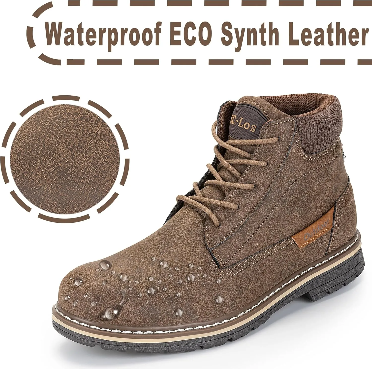 Men's Waterproof Mid-Top Chukka Boots for Work Everyday Wear Casual Outdoor