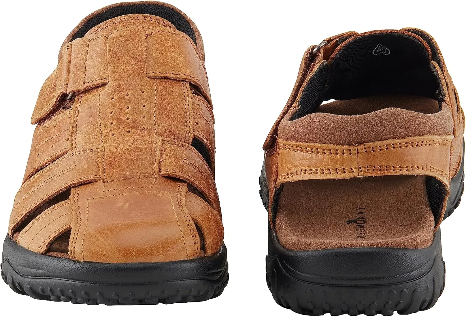 MGGMOKAY Men's Fisherman Sandals Summer Genuine Leather Breathable Outdoor Sandal Closed Toe