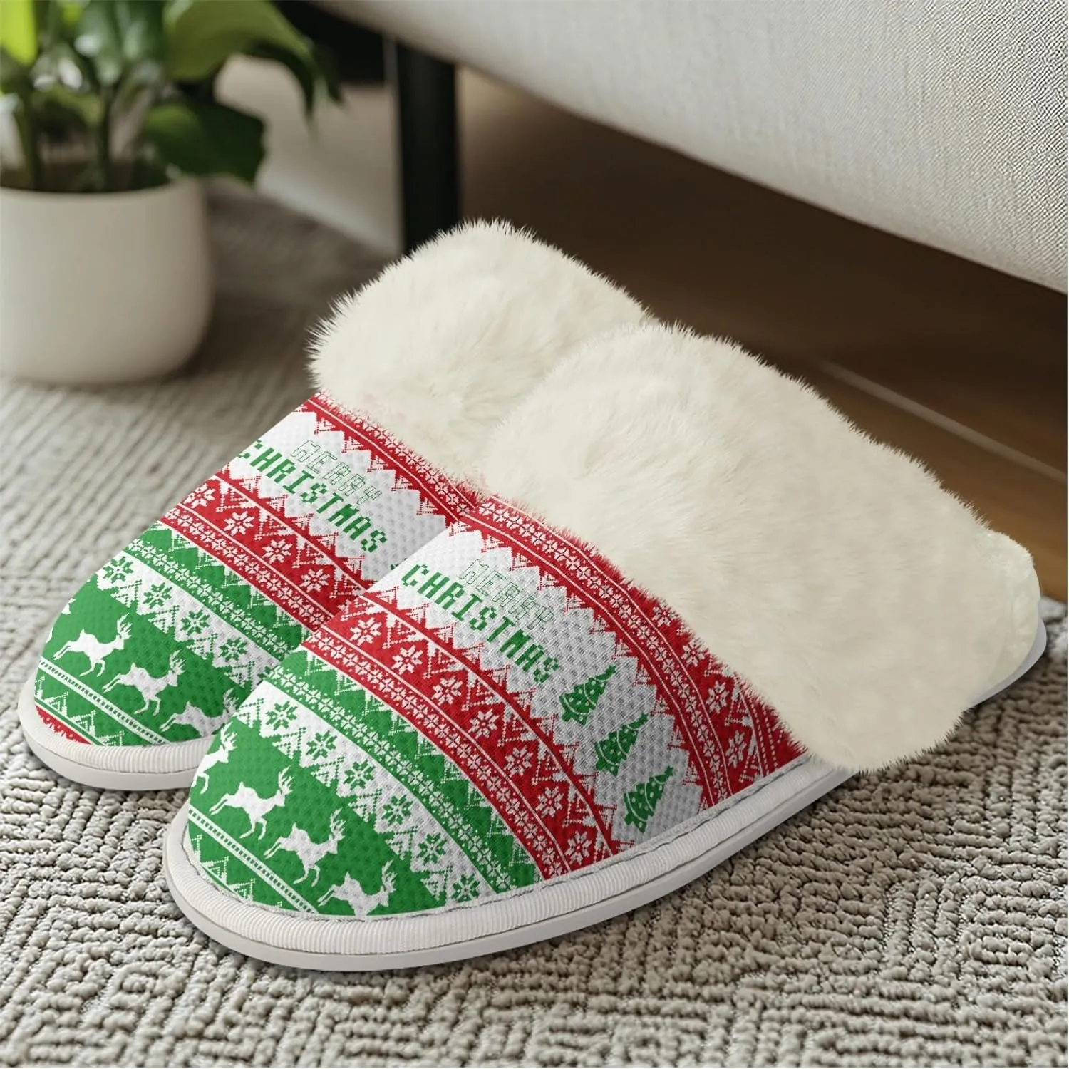 Micoklinlin Women's Slippers Cute Plush Fuzzy Lined House Shoes for Men Comfy Flannel Bedroom Slippers for Autumn Winter