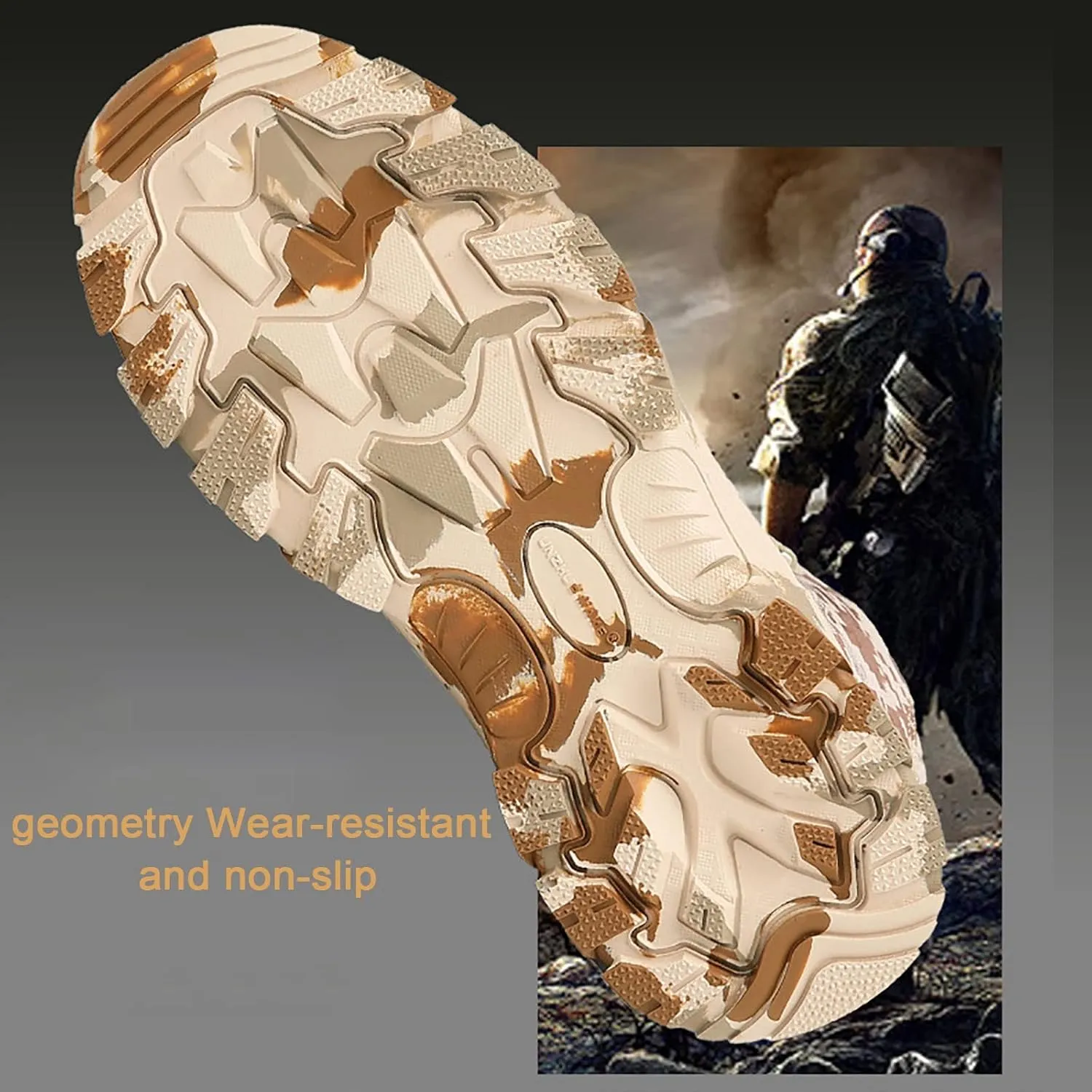 Military and Tactical Boots for Men, Autumn and Winter High-top Waterproof Non-slip Camouflage Combat Boots, for Outdoor Desert Lace-up Mountaineering Boots