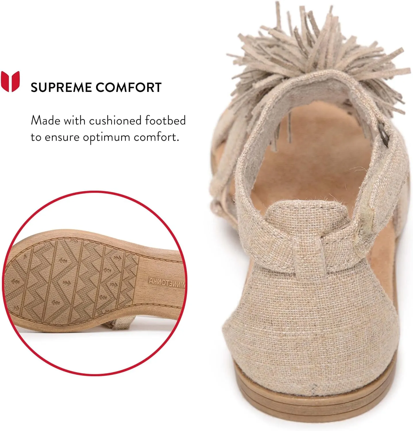 Minnetonka Eloise - Strap Sandals for Toddlers Crafted with Faux Suede Upper, Fabric Lining, Velcro Ankle Strap Closure, Cushioned Footbed, and Rubber Outsole