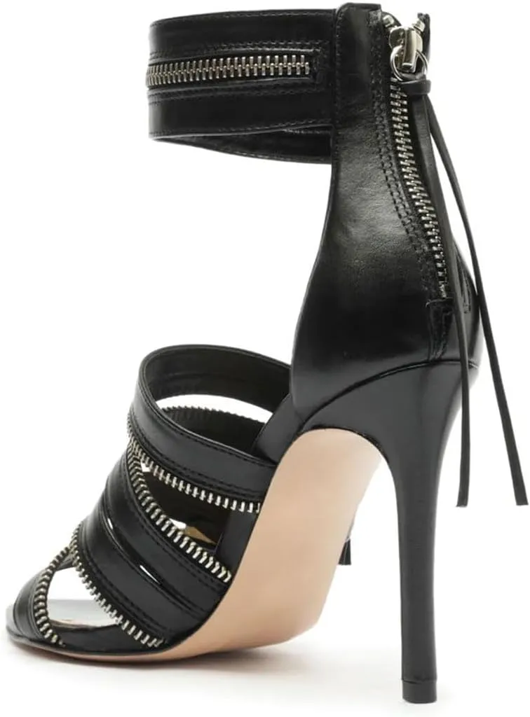 miss left Women Stylish Stiletto Heel Open Pointed Toe Sandals Ankle Wrap Zips High Heel Pumps Sexy Nightclub Shoes Size 4-16 US