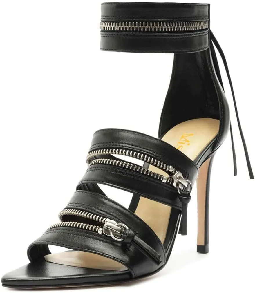miss left Women Stylish Stiletto Heel Open Pointed Toe Sandals Ankle Wrap Zips High Heel Pumps Sexy Nightclub Shoes Size 4-16 US