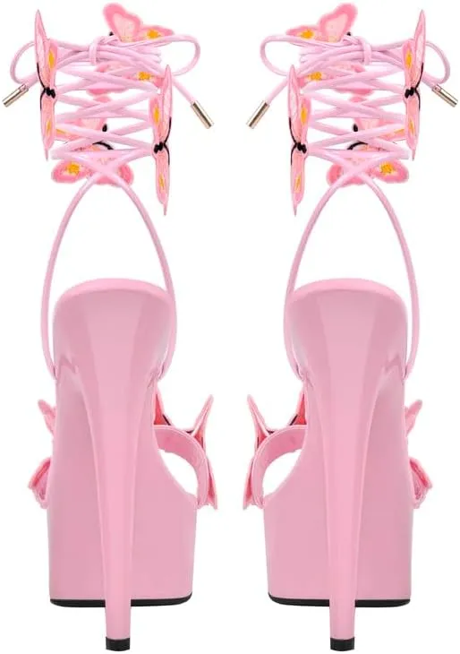 MissHeel Butterfly Heels Lace Up Platform High Heel Sandals