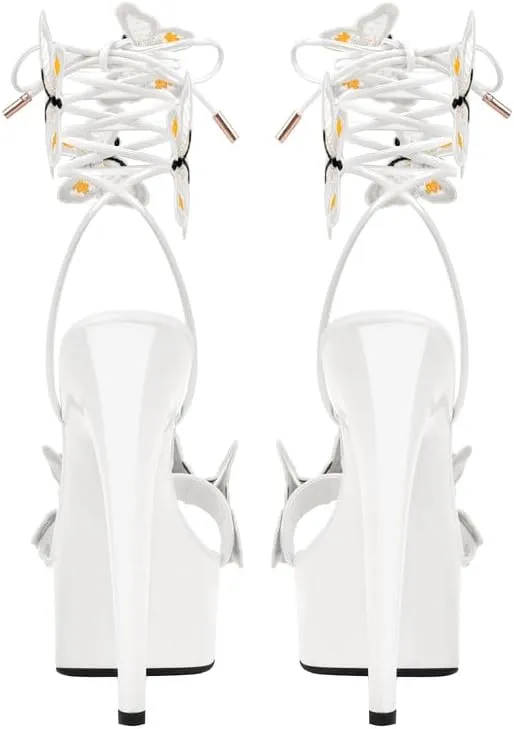 MissHeel Butterfly Heels Lace Up Platform High Heel Sandals