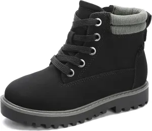 MIXIN Girls Boys Combat Hiking Snow Boots Waterproof Non-Slip Fashion Work Ankle Boots with Lace Up Side Zipper for Little Big Kids
