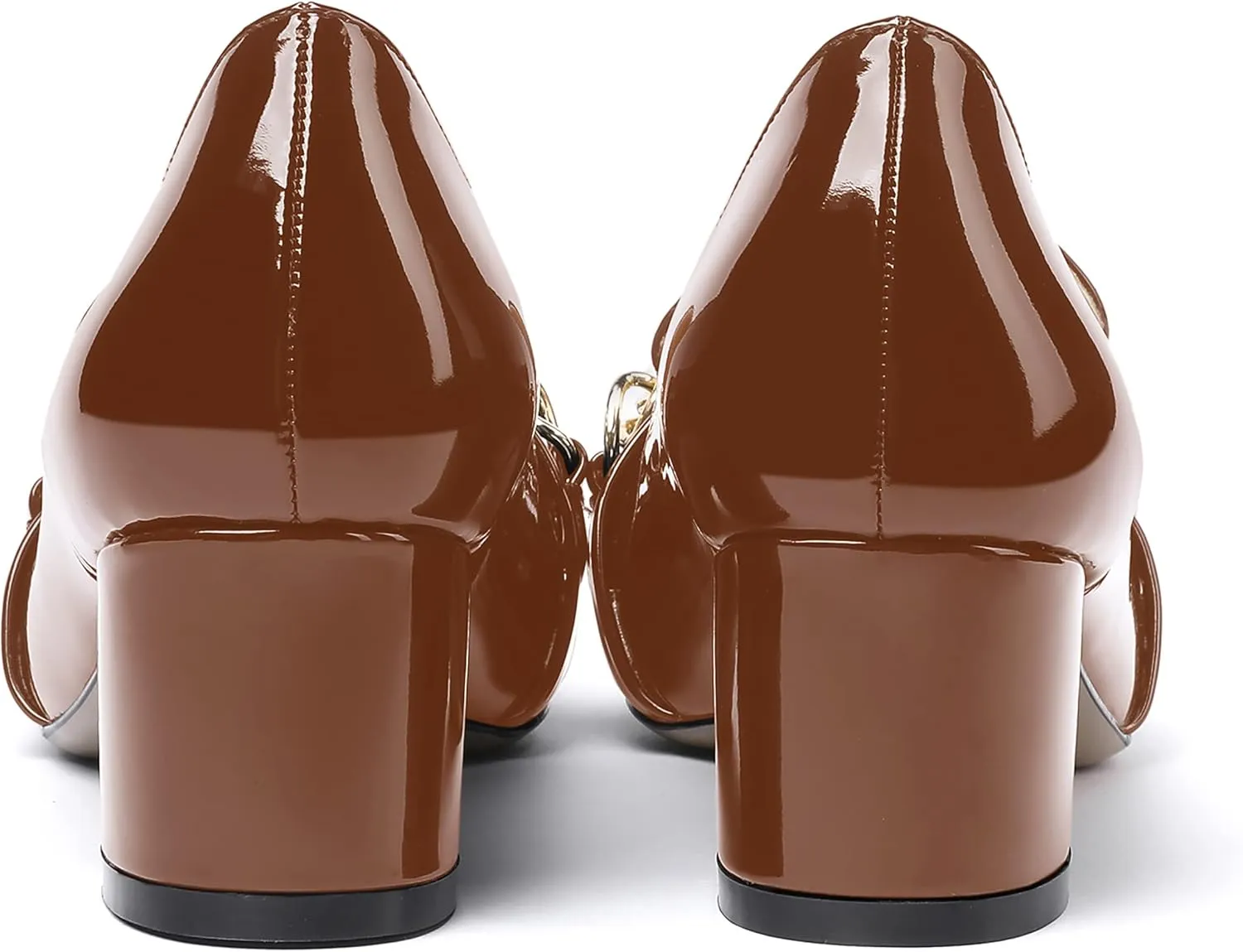 MODENCOCO Women's Patent Loafers Metal Chain Casual Business Square Toe Slip On Chunky Low Heel Pumps Shoes 2 Inch