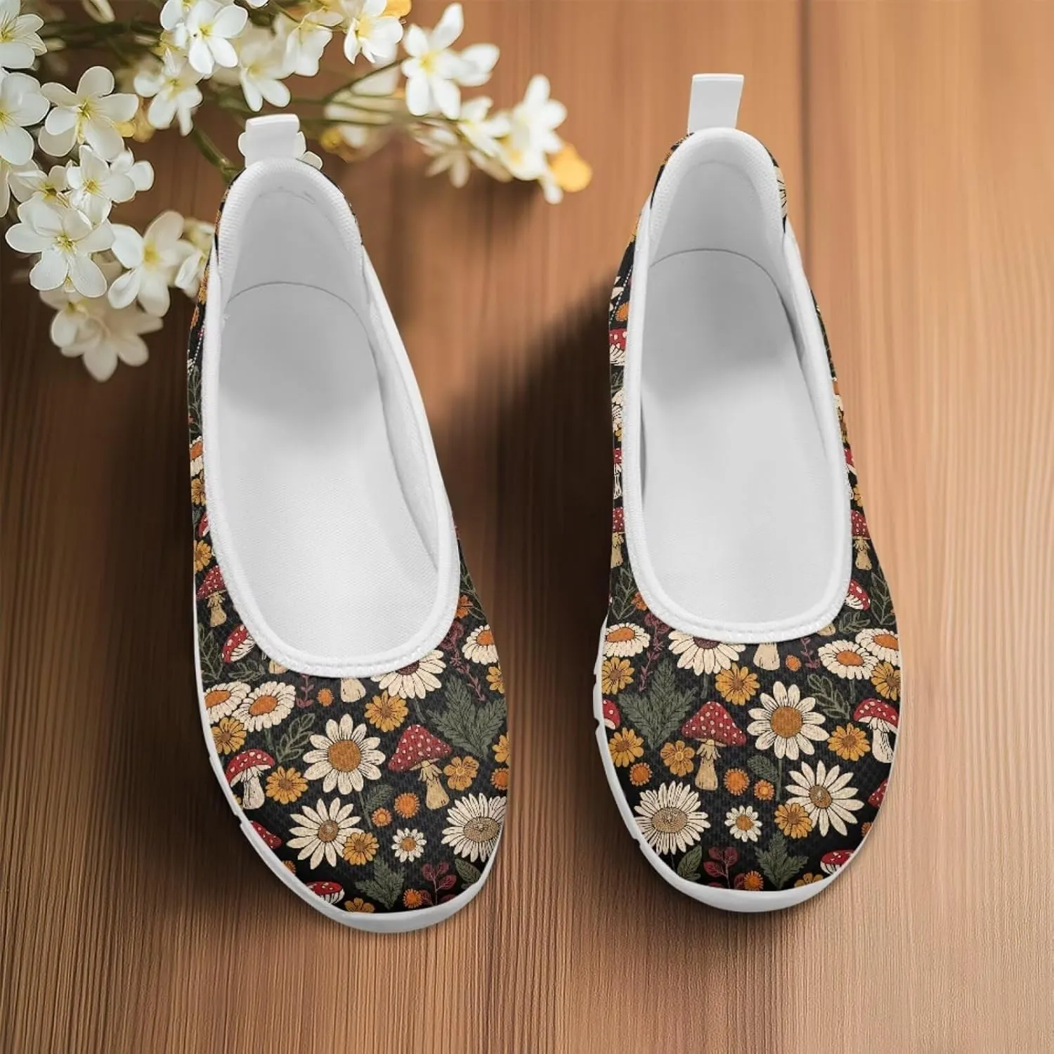 Modysero Womens Round Toe Slip On Flat Shoes for Summer Spring Mesh Flats for Women Daily Walking Shoes