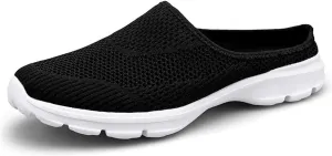 Mules for Women 2025 Breathable Mesh Walking Mules Sneakers Open Back Slip On Shoes Knit Flats Sandals Summer Lightweight Comfortable Walking Shoes