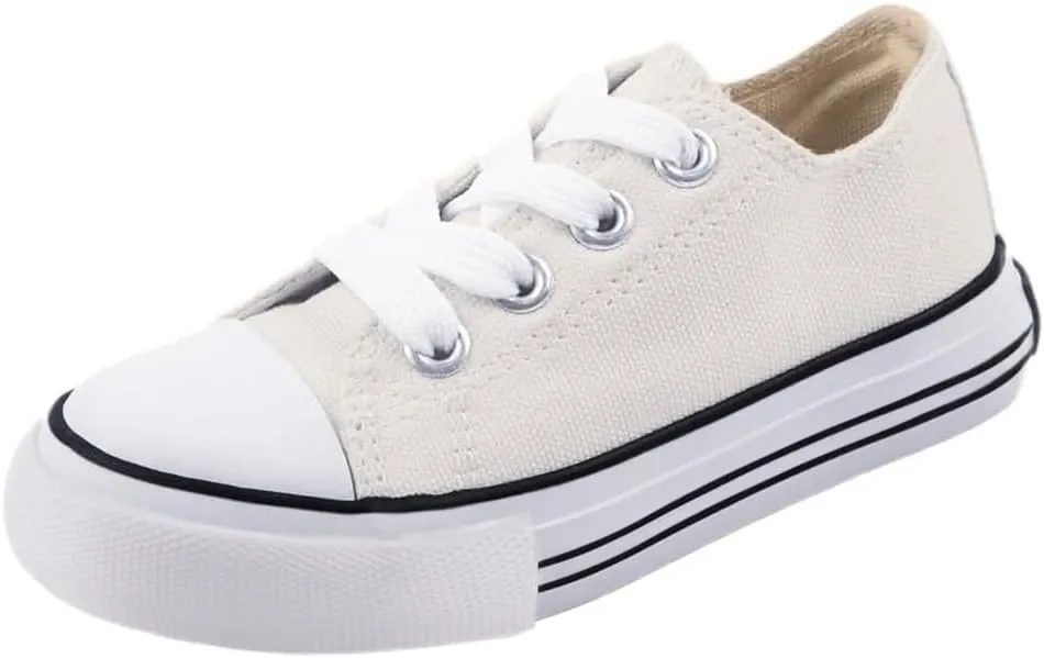 Mvlsoct Boys and Girl Low Top Canvas Kids Lace up Sneakers