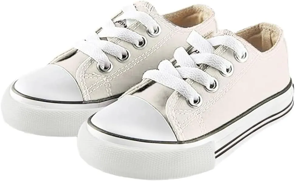 Mvlsoct Boys and Girl Low Top Canvas Kids Lace up Sneakers