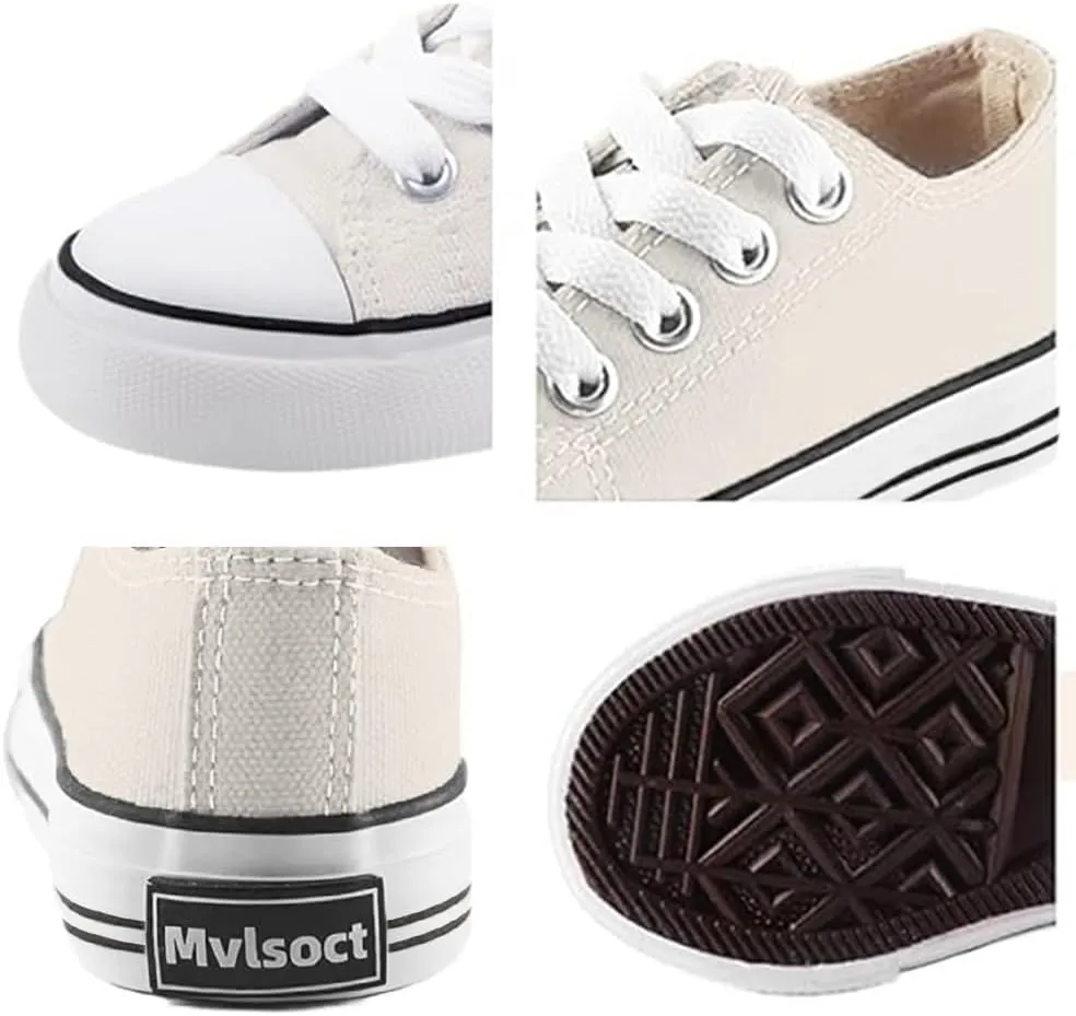 Mvlsoct Boys and Girl Low Top Canvas Kids Lace up Sneakers