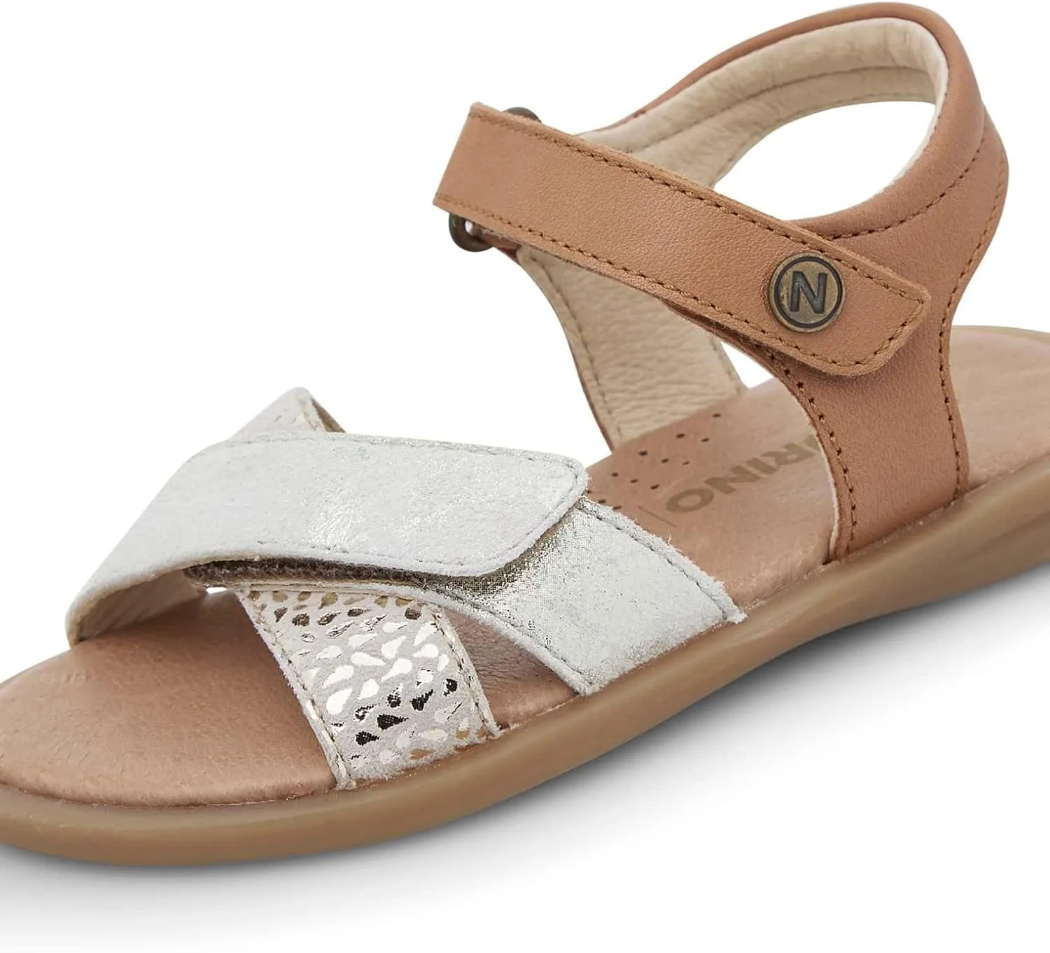 NATURINO WEEKO Leather and Suede Cognac Sandals