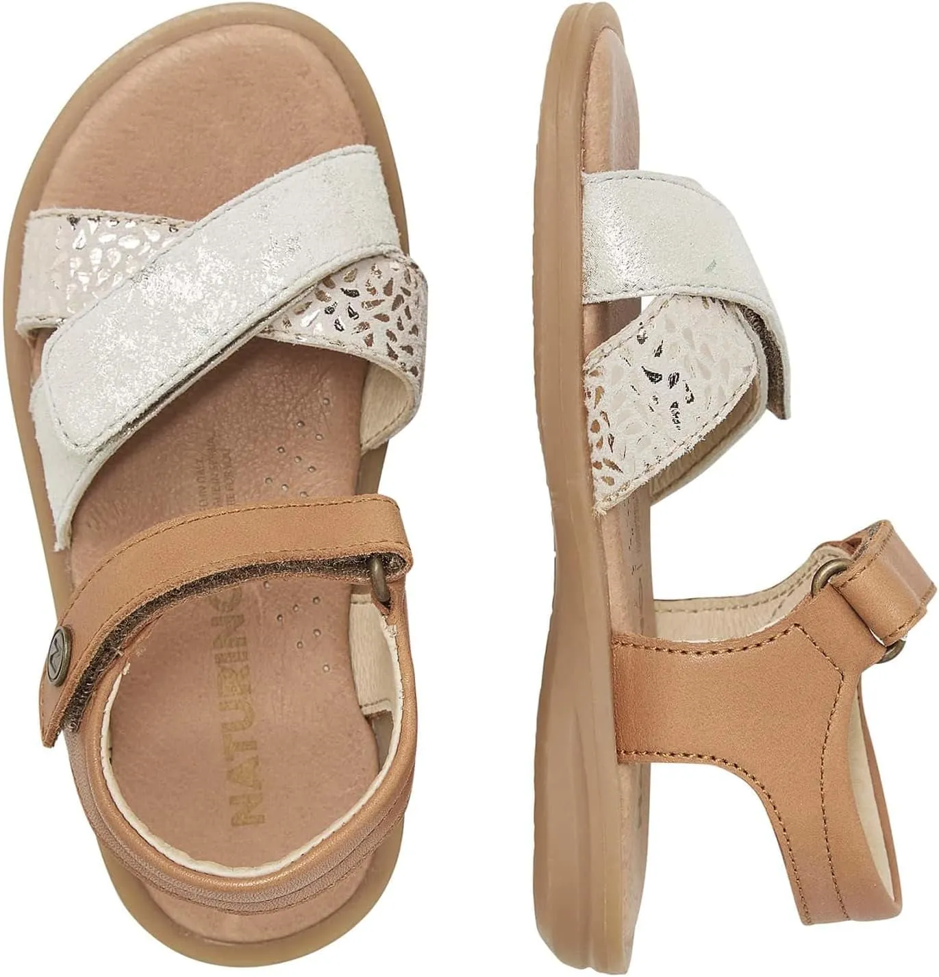 NATURINO WEEKO Leather and Suede Cognac Sandals