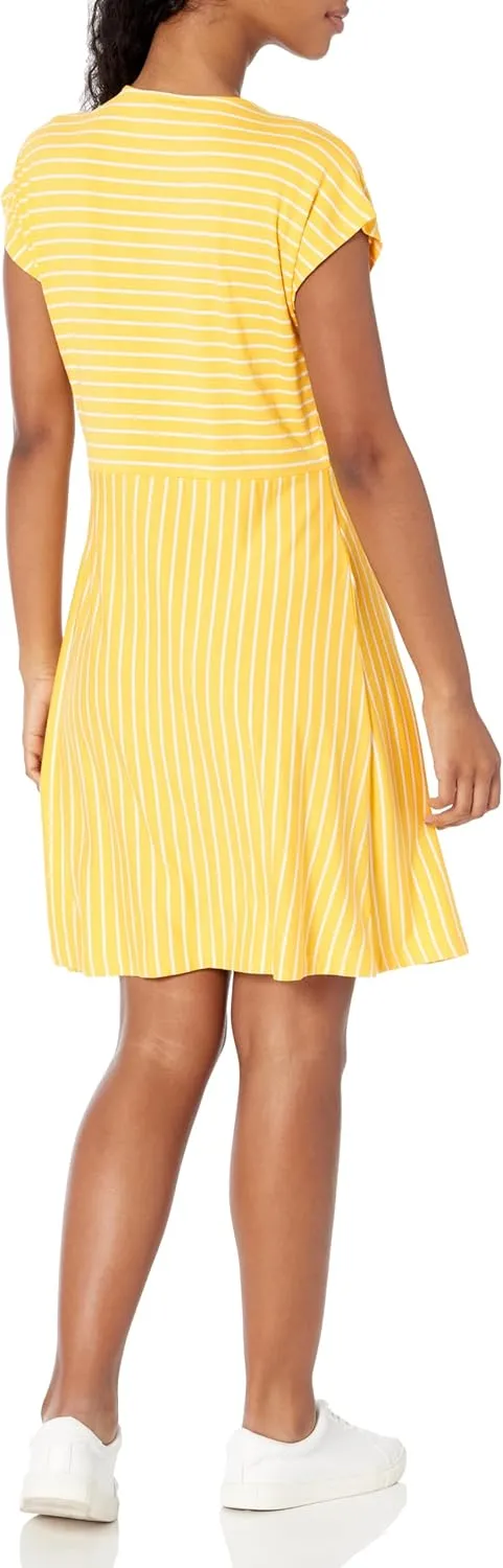 Nautica Women's Wrap Short Sleeve Stripe Dress