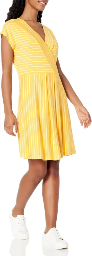 Nautica Women's Wrap Short Sleeve Stripe Dress