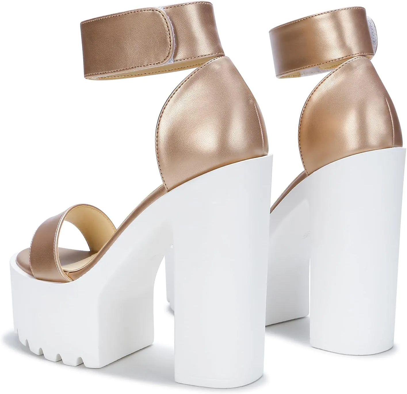 OCHENTA Womens Fashion Platform Sandals Chunky Heels Lug Sole Block High Heel Comfortable Sexy Heels