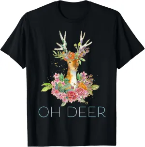 OH DEER - Cute Colorful Boho Floral Deer T-Shirt