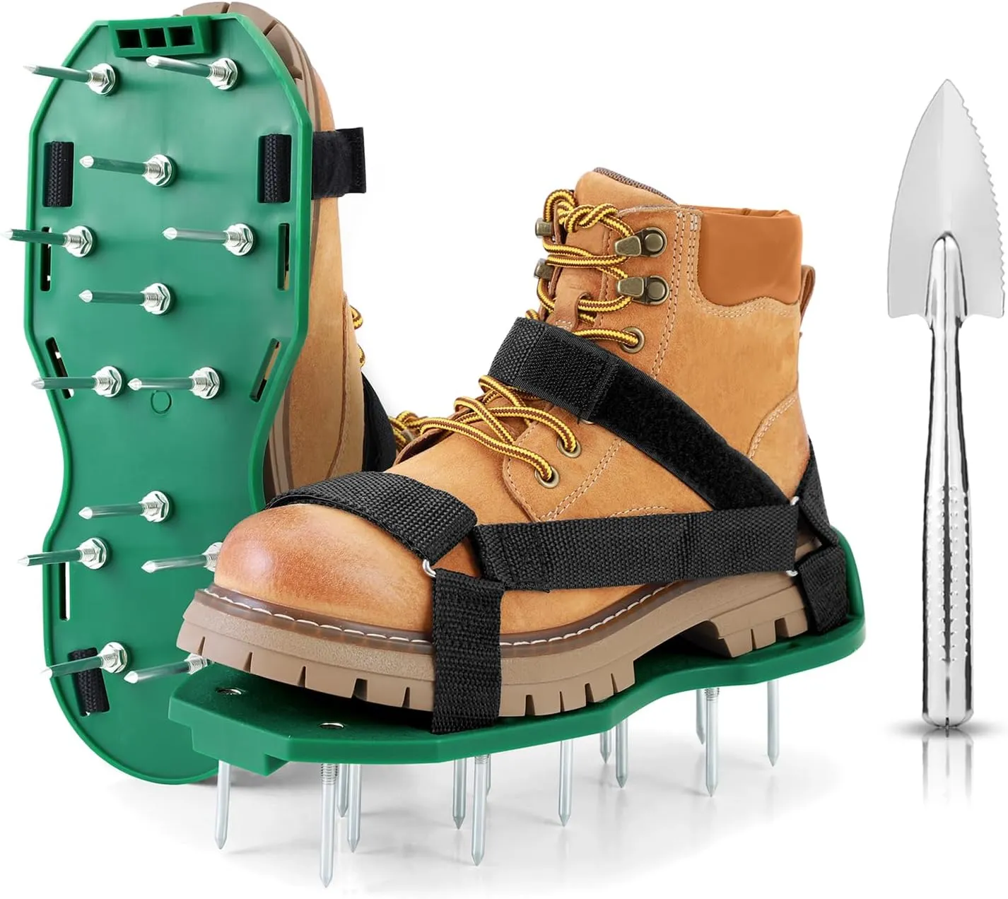 Ohuhu Lawn Aerator Shoes with Hook & Loop Straps, All New Unique Design Free-Installation Heavy Duty Spiked Aerating Sandals, One-Size-Fits-All & Easy to Use for Yard Patio Lawn Garden