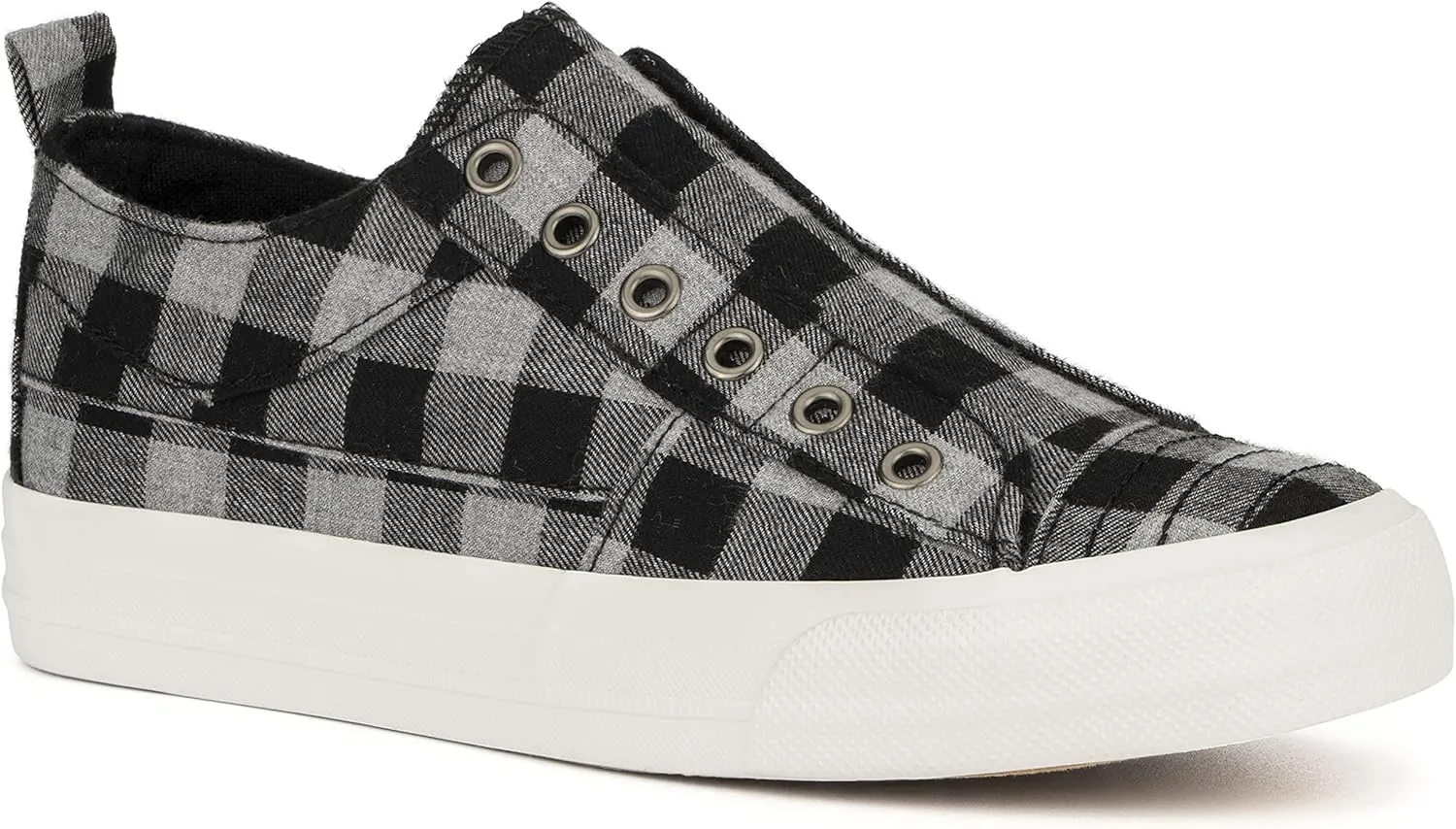 Olivia Miller Women's Fashion Shoes, Plaid Rubber Sole Slip On Round Toe Casual Classic Comfortable Low Top Flat Loafers Fashion Sneakers