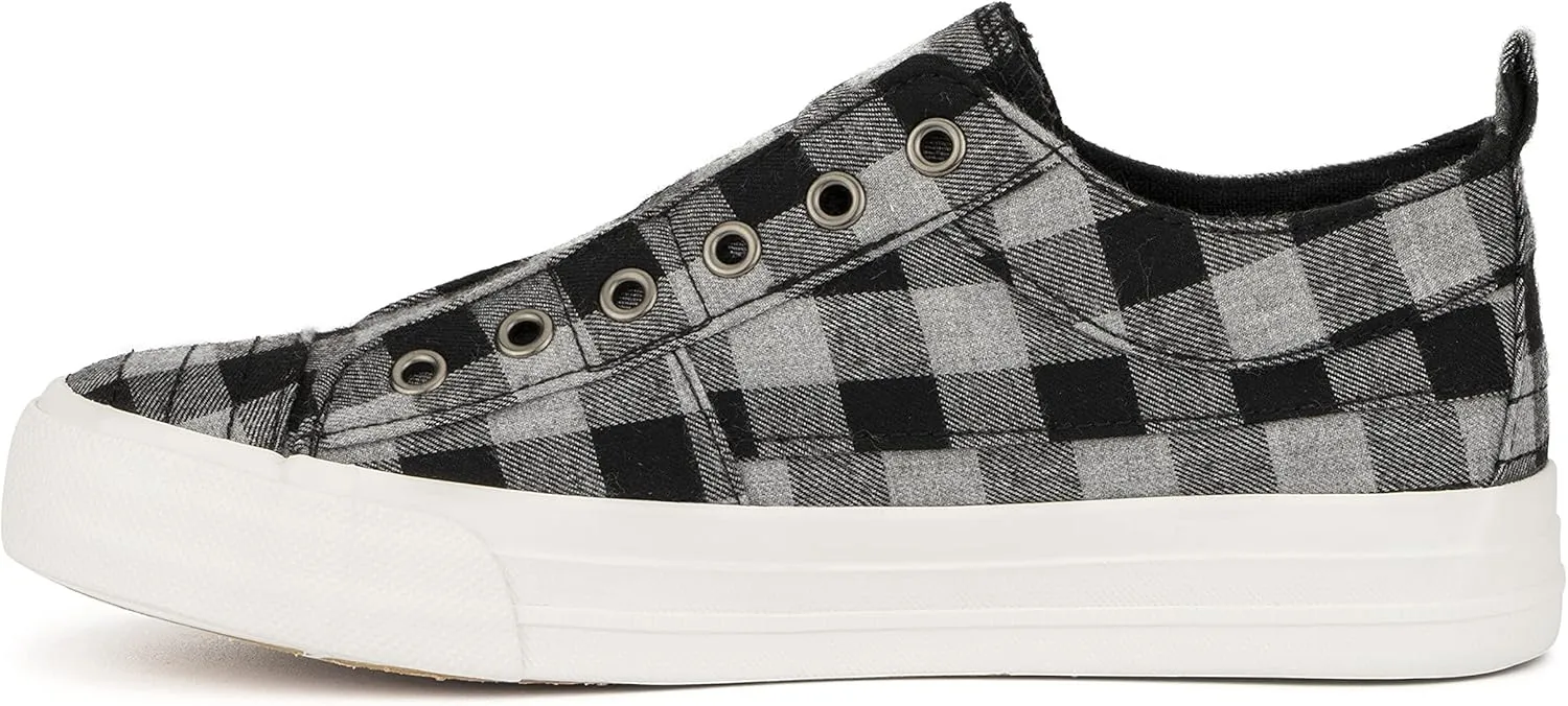Olivia Miller Women's Fashion Shoes, Plaid Rubber Sole Slip On Round Toe Casual Classic Comfortable Low Top Flat Loafers Fashion Sneakers