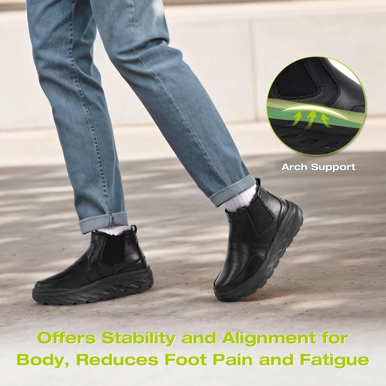 OrthoComfoot Women's Orthopedic Wide Leather Winter Ankle Boots: Comfortable Arch Support Dress Shoes for Diabetic, Casual Plantar Fasciitis Orthotic Walking Shoes for Foot and Heel Pain Relief