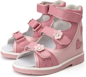 Orthopedic Sandals for Kids with Hollowed Out Heart Pattern,Kids Corrective Shoes with High Back and Arch Support