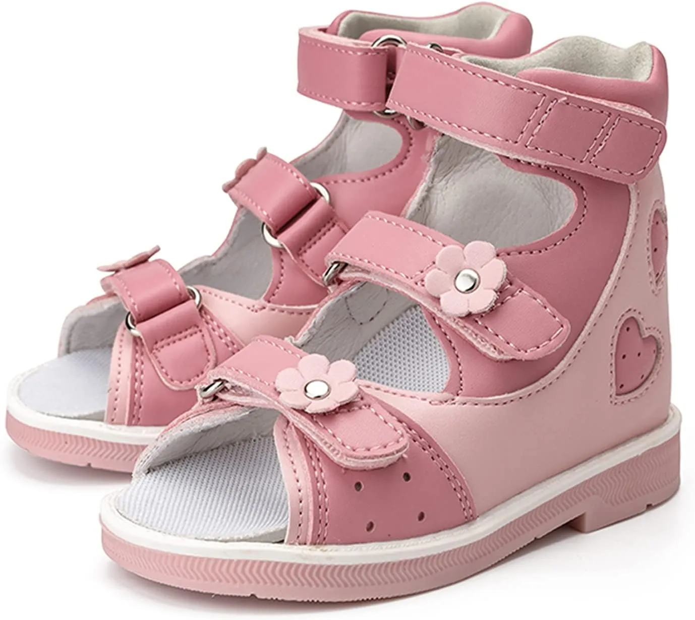 Orthopedic Sandals for Kids with Hollowed Out Heart Pattern,Kids Corrective Shoes with High Back and Arch Support