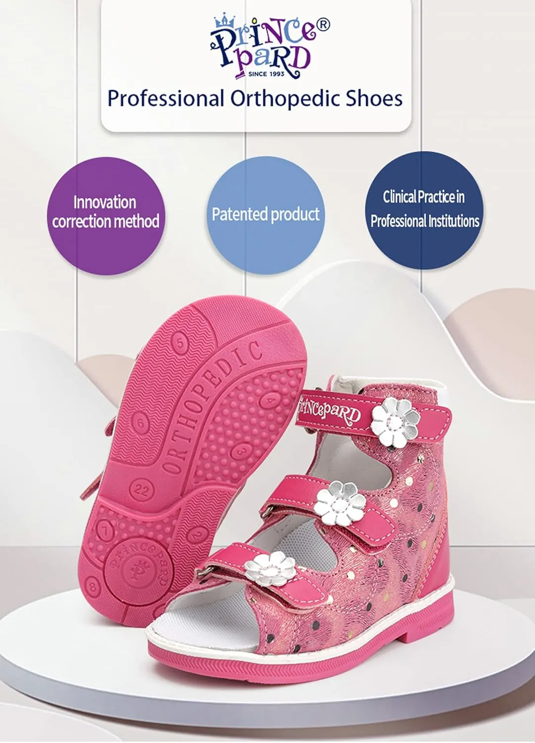Orthopedic Sandals for Toddlers with High Back,Kids Red Corrective Shoes for Girls with Ankle and Arch Support