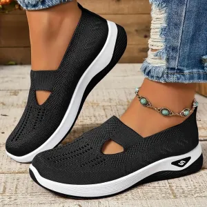 Orthopedic Shoes for Women, Women's Lightweight Slip-On Slip-On Knitted Sneakers, Comfortable Fashion Flat Walking Shoes for Women Breathable Sock Mesh Loafers Orthowalkway Womens Shoes