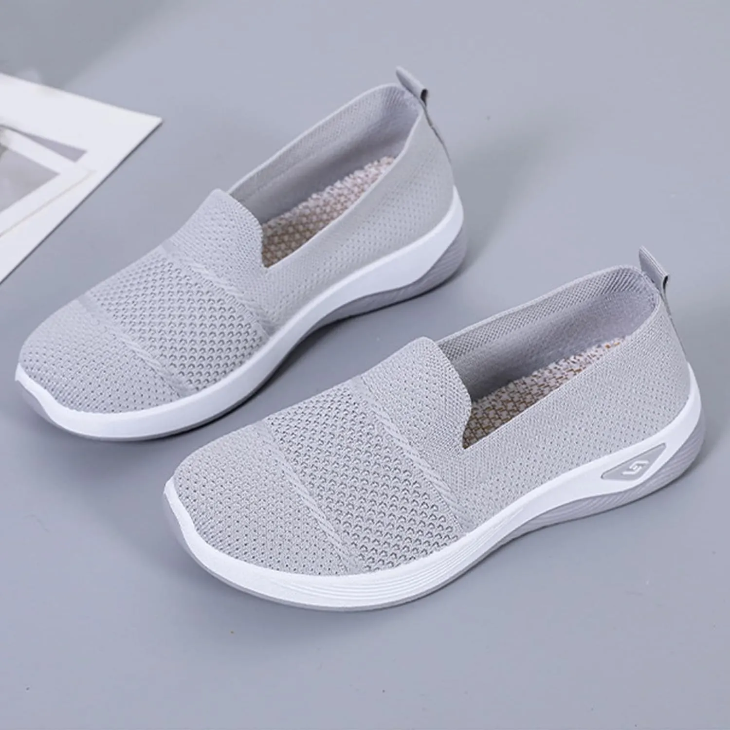 Orthopedic Sneakers for Women Summer Breathable Mesh Slip On Soft Sole Walking Shoes Lightweight Casual Comfortable Fashion Tennis Shoes with Arch Support