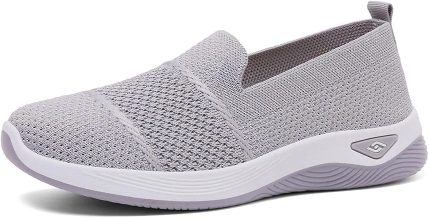 Orthopedic Sneakers for Women Summer Breathable Mesh Slip On Soft Sole Walking Shoes Lightweight Casual Comfortable Fashion Tennis Shoes with Arch Support