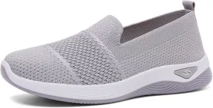Orthopedic Sneakers for Women Summer Breathable Mesh Slip On Soft Sole Walking Shoes Lightweight Casual Comfortable Fashion Tennis Shoes with Arch Support