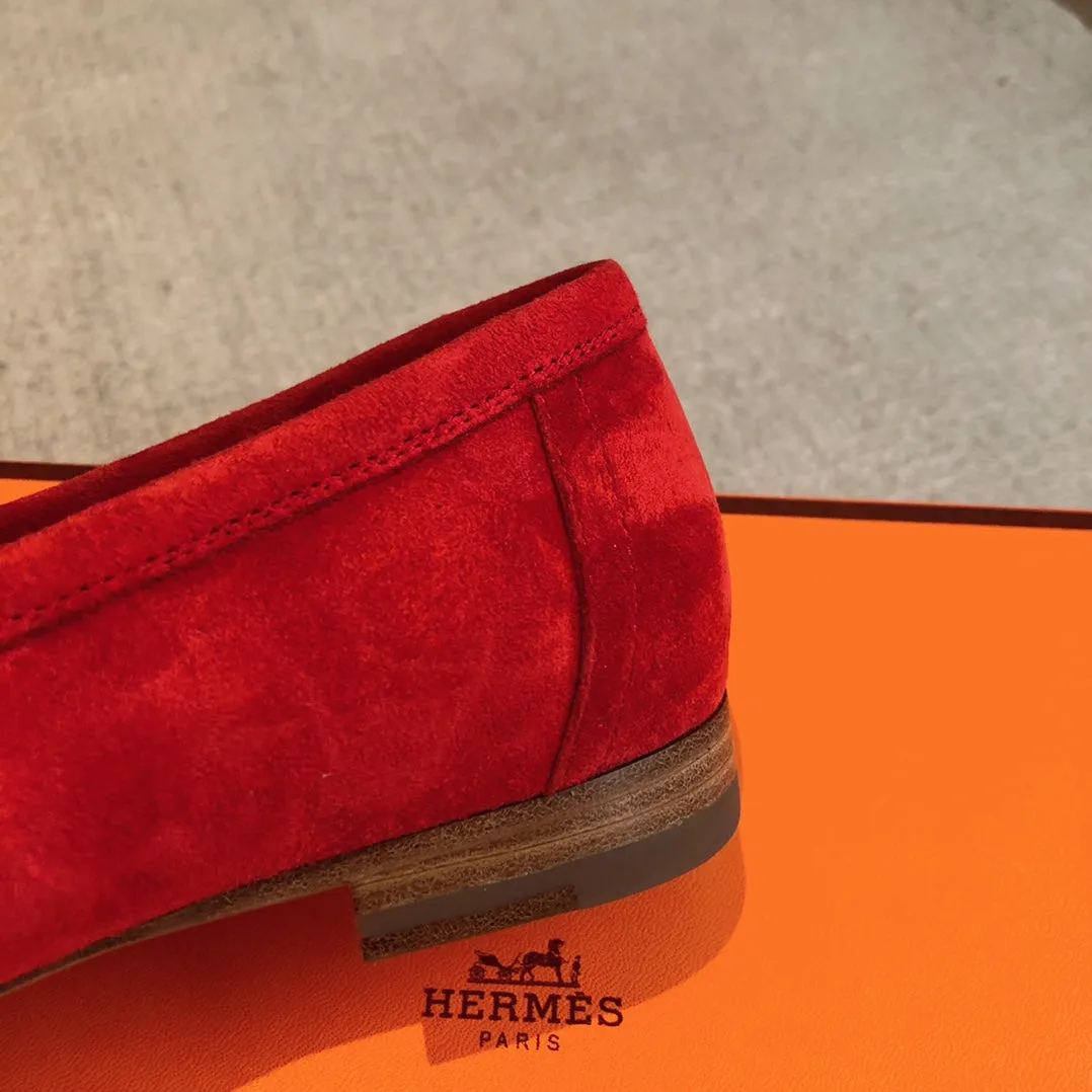 Paris Loafer Red Suede Calfskin With Signature Buckle 509350
