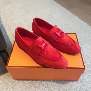 Paris Loafer Red Suede Calfskin With Signature Buckle 509350