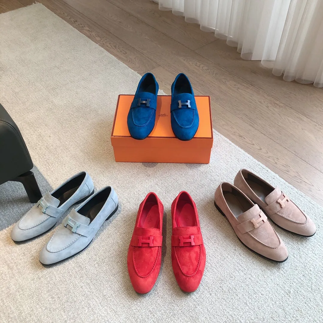 Paris Loafer Red Suede Calfskin With Signature Buckle 509350