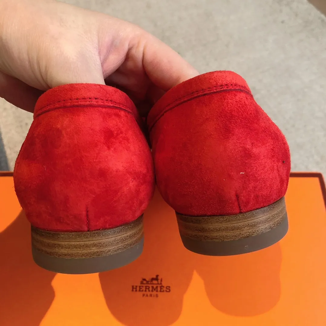 Paris Loafer Red Suede Calfskin With Signature Buckle 509350