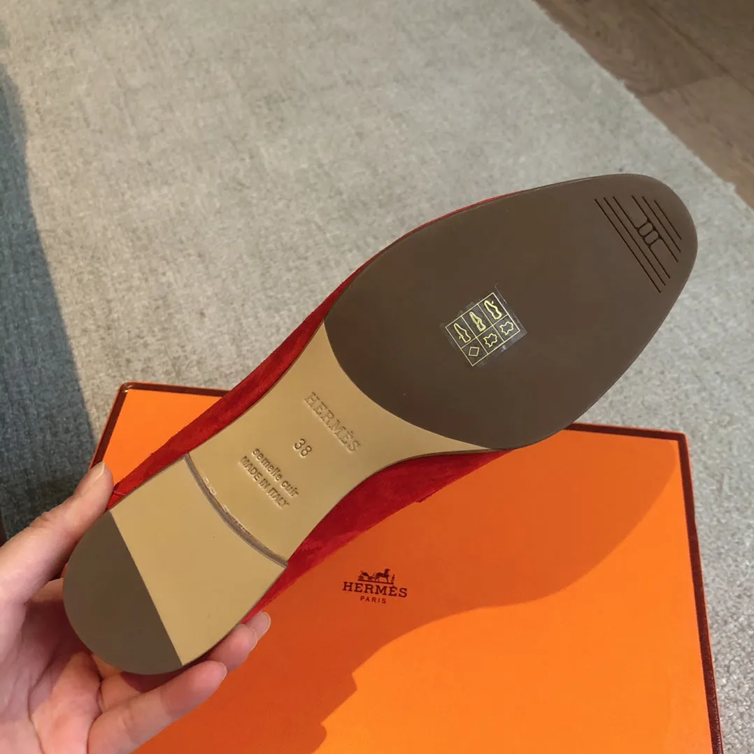 Paris Loafer Red Suede Calfskin With Signature Buckle 509350