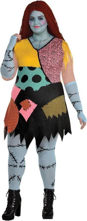 Party City Sally Costume for Women, The Nightmare Before Christmas - Costume Includes Patchwork Dress, Red Wig, Arm Warmers & Tights - Costumes for Halloween, Birthday Parties & Themed Event