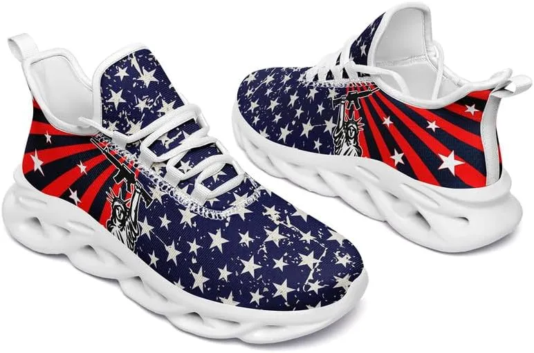 Patriotic Veterans Casual Sneaker American Flag Jogging Running Shoes Breathable Walking Flat Shoe for Men Women